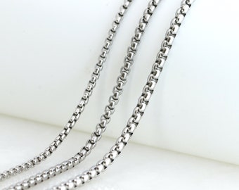 Stainless Steel Box Chain Wholesale, 2mm 2.5mm 3mm Men's Thick Box Chain for Jewelry Making, Findings