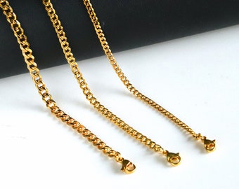 ネックレス・ペンダント ROMANTINUER SN182 Bread Clip Curb Chain Necklace Gold Stainless Steel Curb Link Chain Necklace, Diamond Cut