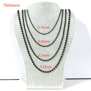 Black Stainless Steel Ball Chain Necklace – Military Dog Tag Chain, Handmade Jewelry Findings