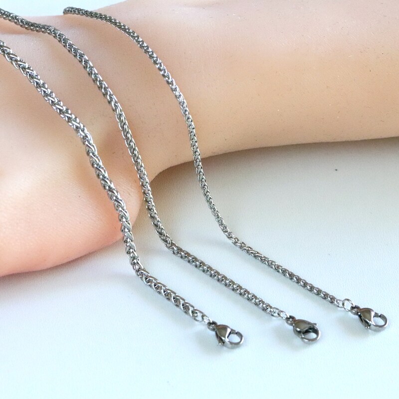 thumbnail image 2 of 925 Sterling Silver Bali Wheat Chain Necklace – 2mm, Choose Length 16-32 Inches 2 of 3