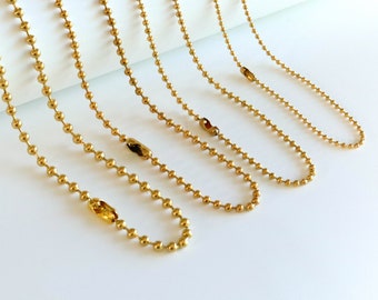 10pcs Gold Stainless Steel Ball Chain Necklace – Wholesale Ball Chains for Military Dog Tags, Medical Tags, Handmade Jewelry Supplies