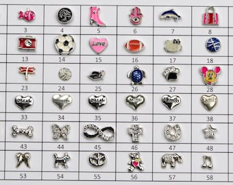 Locket Charms- Pick 10 Charms of Your Choice- Letter Charm-Number Charm-Birthstone-Personalized Memory Locket Charms