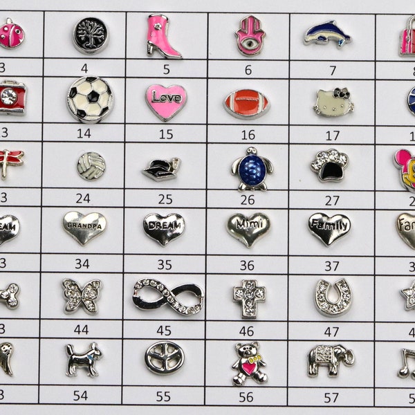 Locket Charms- Pick 10 Charms of Your Choice- Letter Charm-Number Charm-Birthstone-Personalized Memory Locket Charms