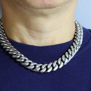 Collier chaîne à maillons cubains en acier inoxydable, cadeau pour lui