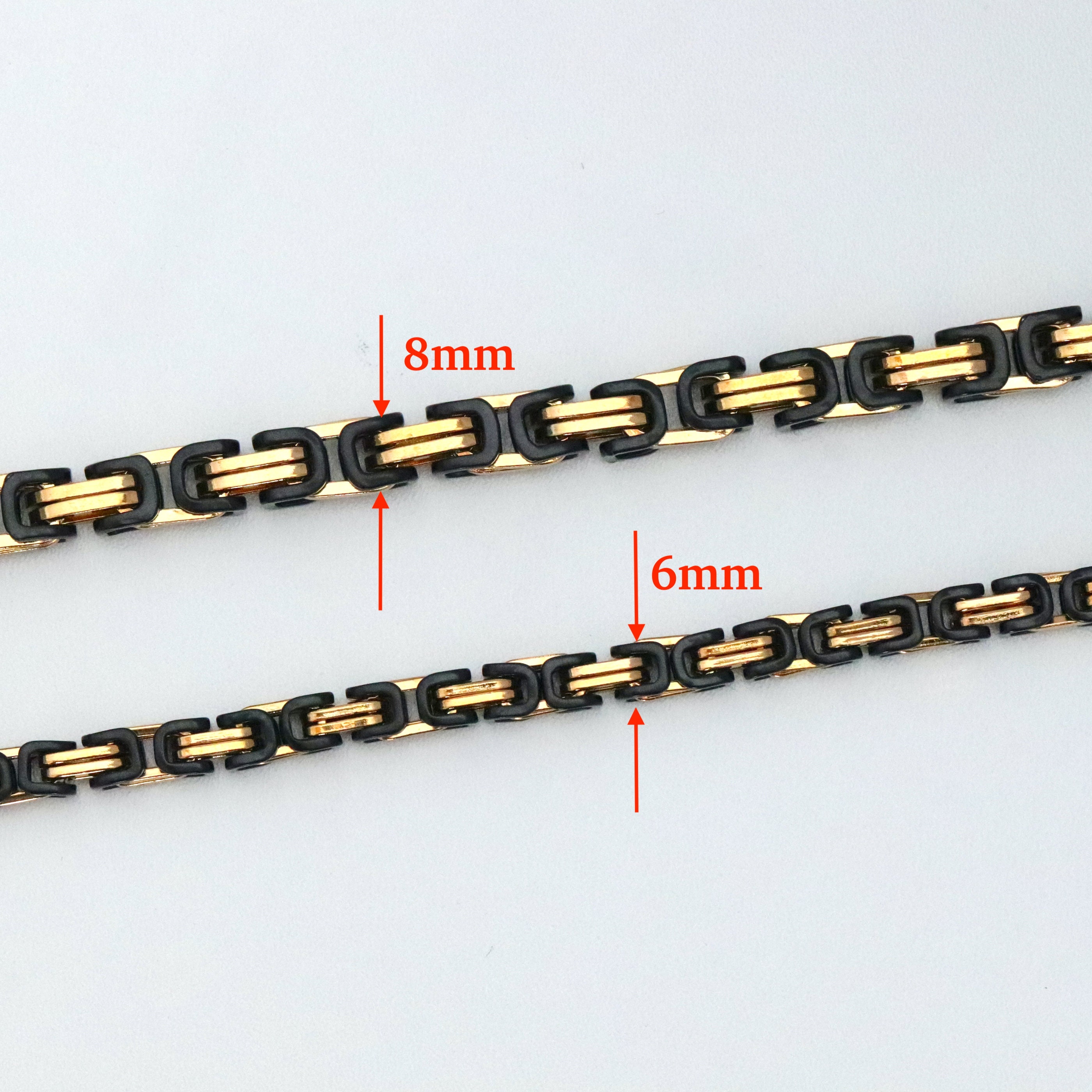 Black Gold Byzantine Chain Necklace Stainless Steel 6mm 8mm Etsy