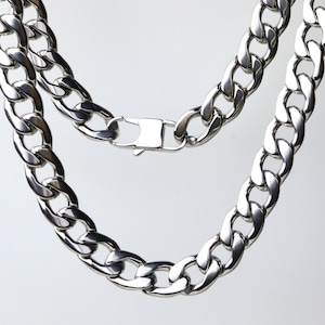 Stainless Steel Curb Link Chain Necklace: Silver Hip Hop Style