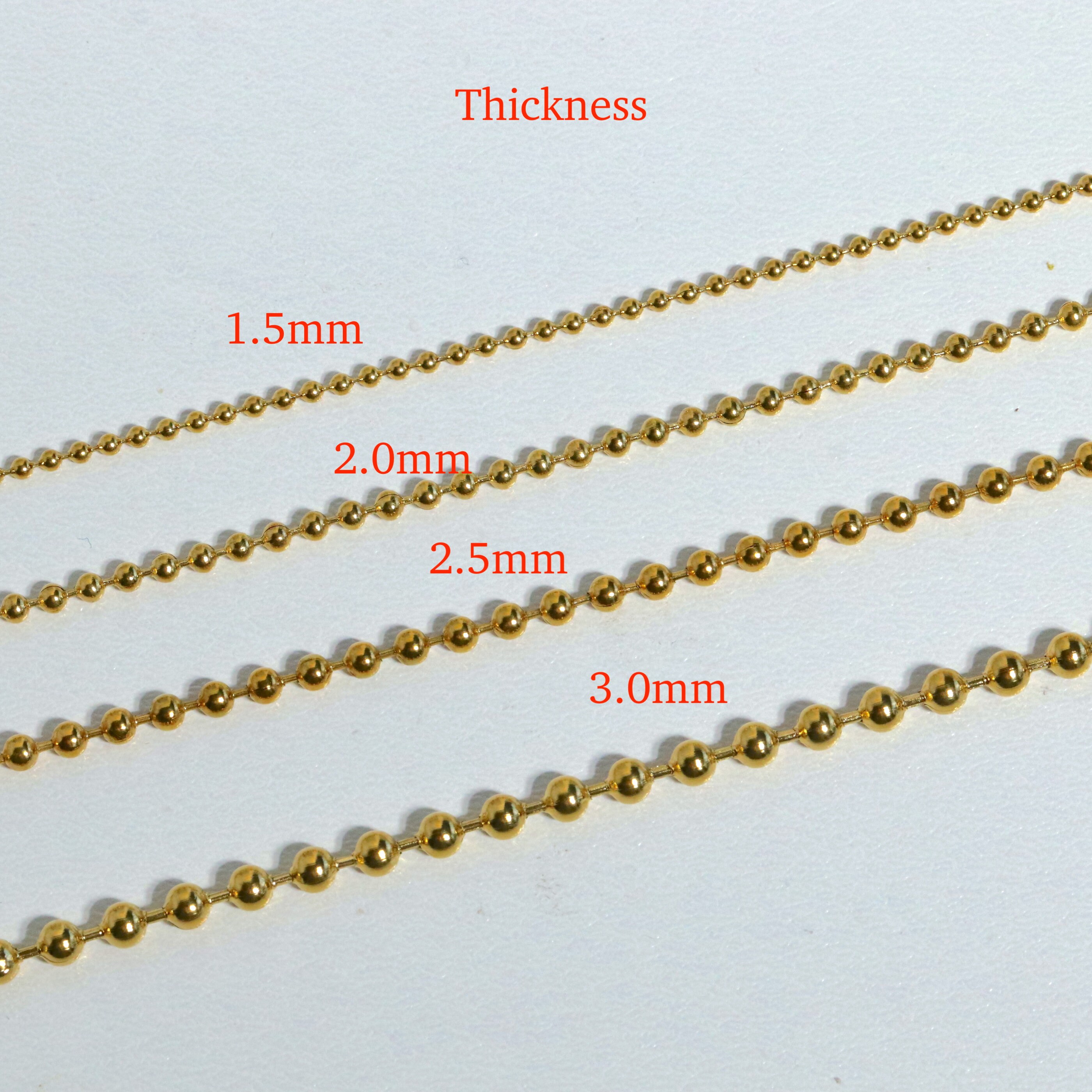 10pcs Gold Stainless Steel Ball Chain Necklace – Wholesale Ball Chains ...