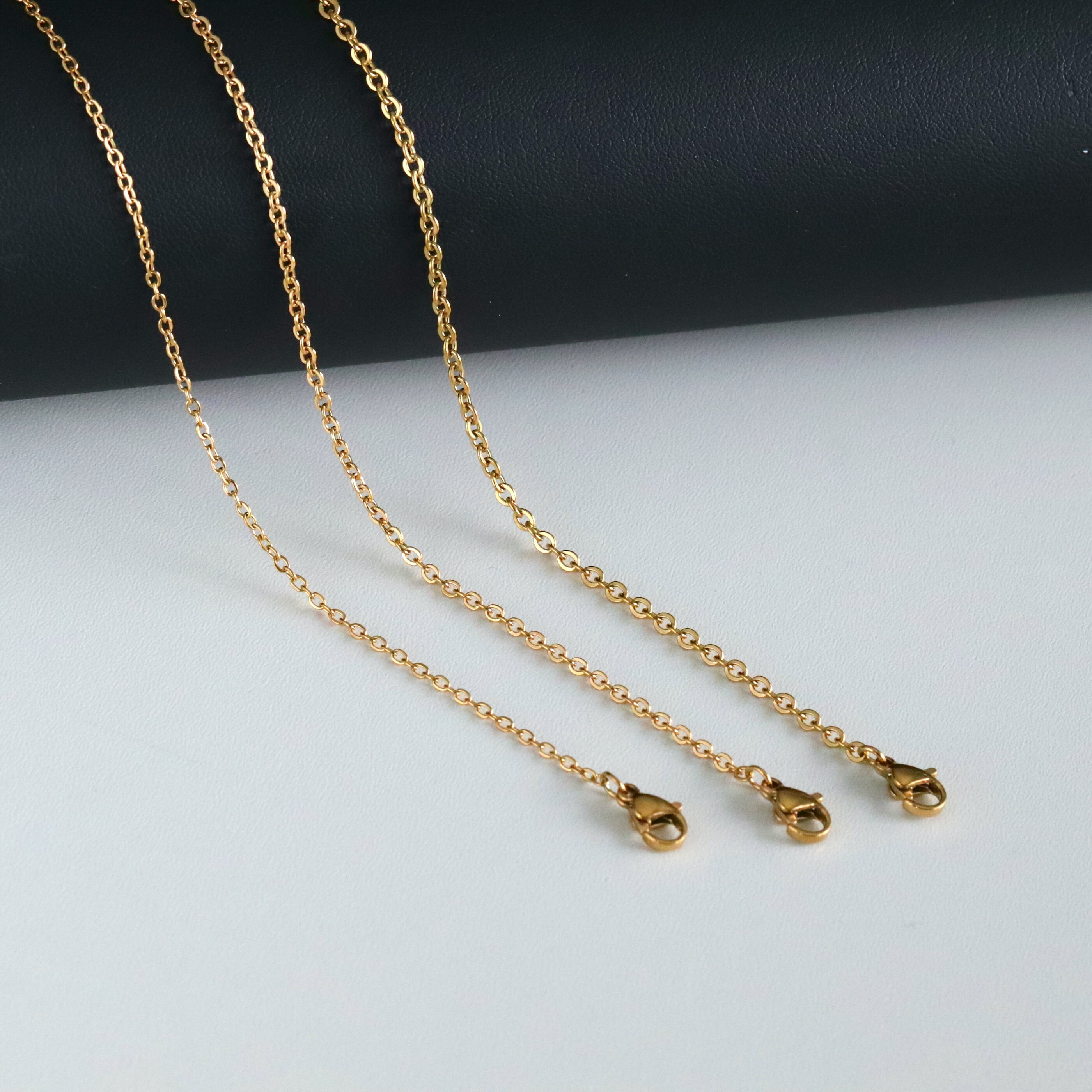 5pcs 45+5cm plated Gold Stainless Steel Link Chains Oval Bulk Necklaces  Jewelry Adjustable Chains Wholesale Chokers DIY Crafts