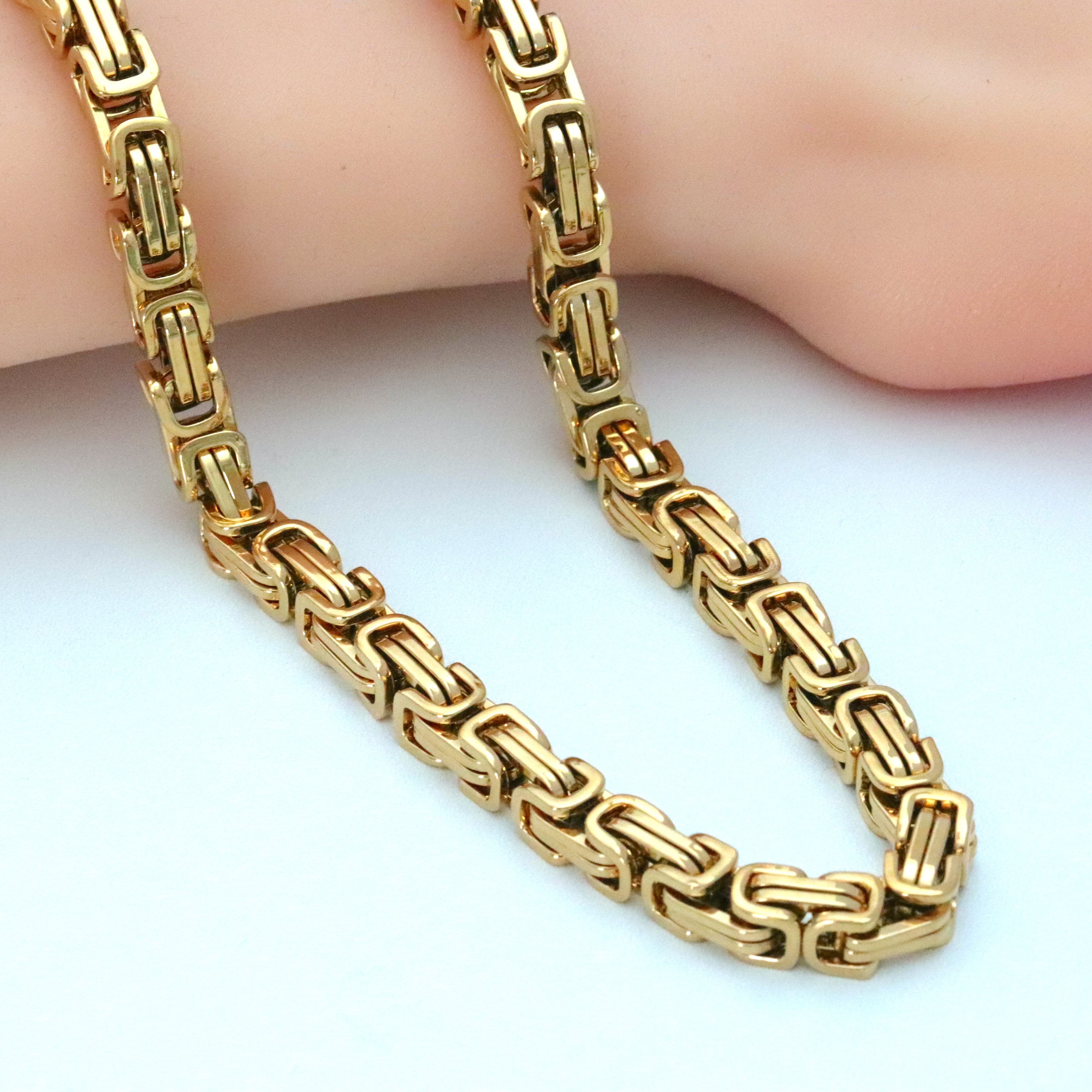 Necklaces Stainless Steel Byzantine Chain Necklace Chn8500 4mm / 18 Wholesale Jewelry Website Unisex
