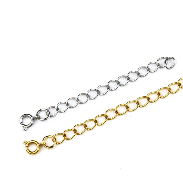 Stainless Steel Necklace Bracelet Extender, 2" Gold Silver Necklace Extention, Jewelry Findings