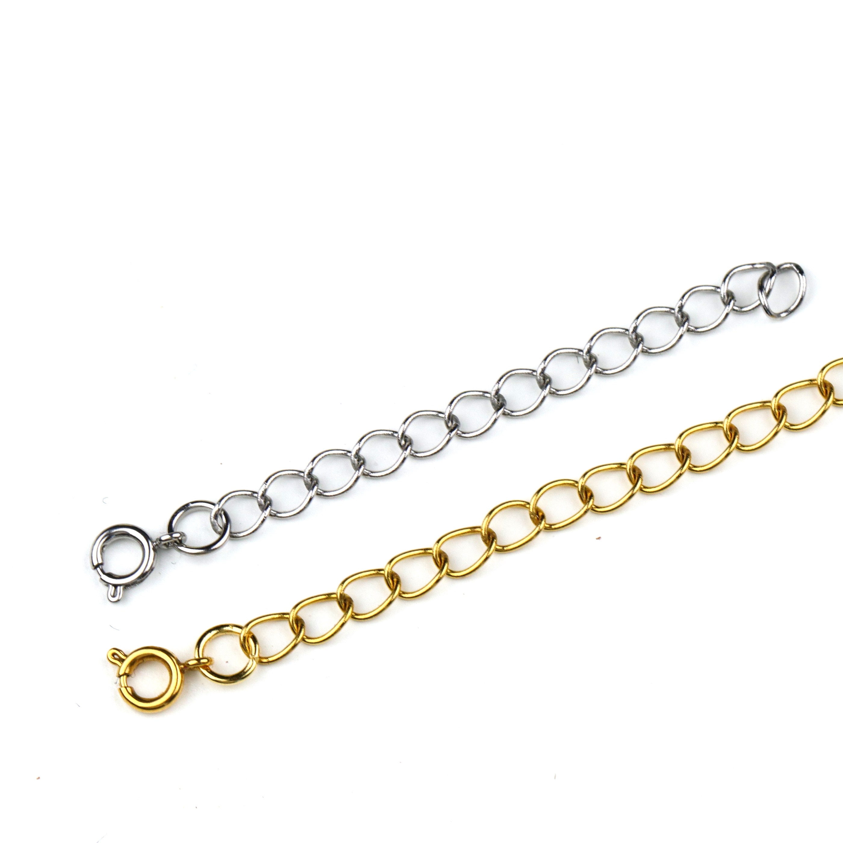 30pcs Chain Extenders Necklaces Jewelry Extenders Stainless Steel Chain Extenders, Adult Unisex, Size: 10x8x1CM, Grey Type