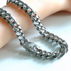 Stainless Steel Cuban Link Chain Necklace - Miami Cuban Chain, Curb Chain, Gift for Men