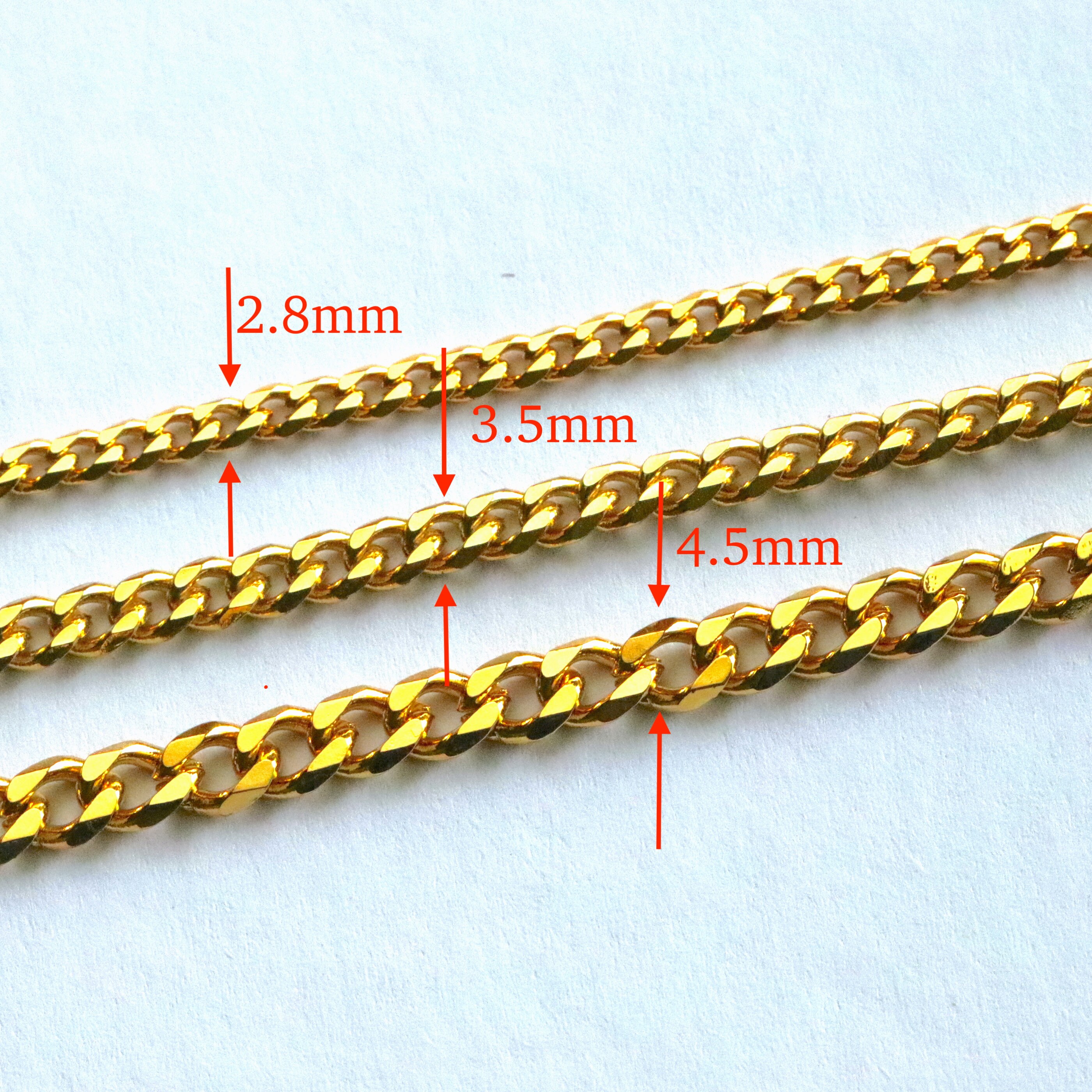 Gold Stainless Steel Curb Link Chain Necklace, Diamond Cut
