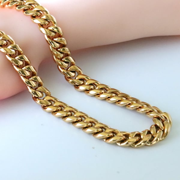 Heavy Gold Cuban Link Chain Necklace, Stainless Steel Curb Chain, Thick Miami Cuban Curb Chain, Men's Hip Hop Chain