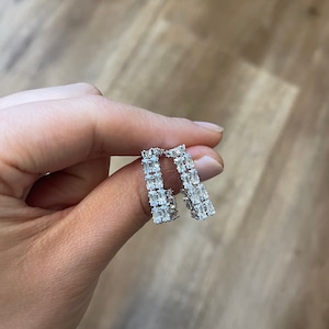 Small Rectangle Baguette CZ Hoop Earrings, Statement Earrings, Party Earrings, Minimalist Jewelry