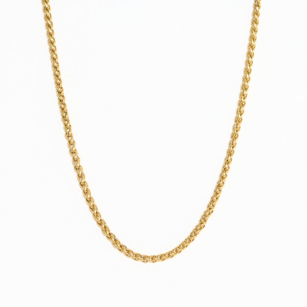 Gold Wheat Chain Necklace in Stainless Steel, 2mm 2.5mm 3mm Gold Chain, Unsex Chain Necklace, Chain for layering