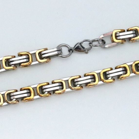 Men's 18k Gold Plated Byzantine Chain Necklace – 316L Stainless Steel, 16-40 Inch