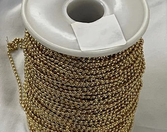 Gold Stainless Steel Ball Chain for Jewelry Making 50 yards, Chain Findings for Dog Tag Necklaces, Handmade Jewelry Supplies Wholesale