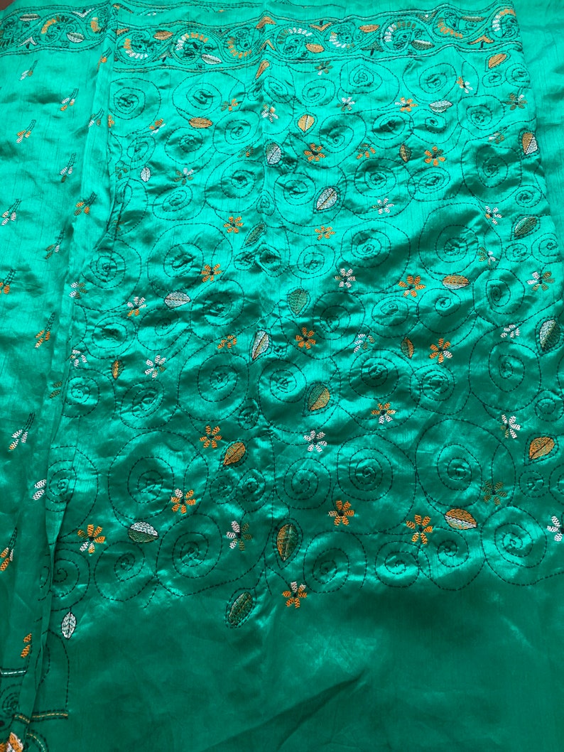 Indian Banarasi Sari Katan Kanchipuram Bridal Half N Half Kantha Hand Stitched Silk Saree With Blouse Piece 11 Please Read Description Clothing Women S Clothing Golden City Com Vn
