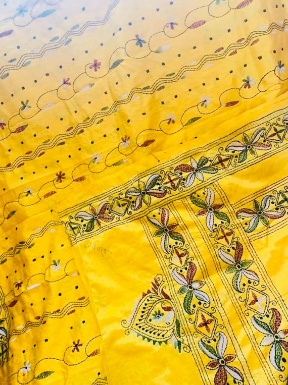 Indian Banarasi Sari Katan Kanchipuram Bridal Half N Half Kantha Hand Stitched Silk Saree With Blouse Piece 11 Please Read Description Clothing Women S Clothing Golden City Com Vn