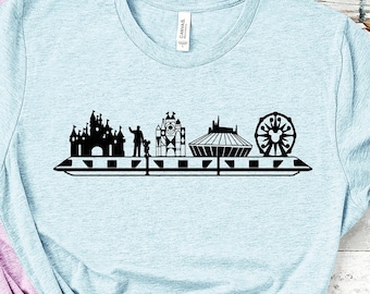 Park Rides and Castle with Monorail Unisex Shirt/Disneyland Shirt/Disney Trip Shirt/Disney 2024/Disneyland Ride Shirt/Matching Family Shirt