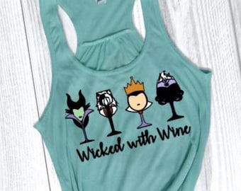 Wicked with Wine Böseins Flowy Tank/Disney Girls Trip/Disney Day Drinking Tank/Princess Böseins Shirt/Disney Schurken Shirt/Disney 2023