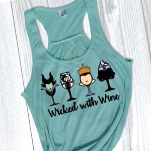 Wicked with Wine Villains Flowy Tank/Disney Girls Trip/Disney Day Drinking Tank/Princess Villains Shirt/Disney Villains Shirt/Disney 2023