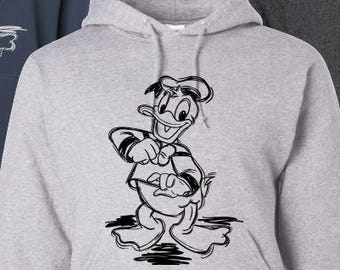 Sudadera con capucha del Pato Donald esbozado/Sudadera con personajes de Disney/Sudadera con capucha de Disneyland/Sudadera con capucha del Pato Donald/Sudadera con capucha de viaje a Disney
