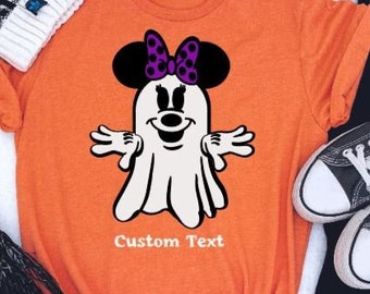 Glow in the Dark Minnie Ghost Shirt w/ custom text or name/Disney Halloween Shirt/Minnie Halloween Shirt/Mickey's Not So Scary/Disney Trip