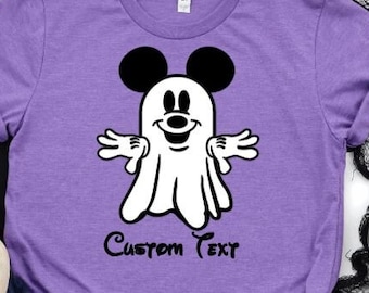 Glow in the Dark Mickey Ghost Shirt w/ custom text or name/Disney Halloween Shirt/Mickey Halloween Shirt/Mickey's Not So Scary/Disney Trip