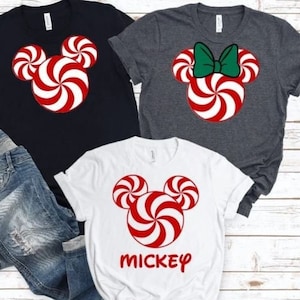 Mickey or Minnie Peppermint Design Shirt/Matching Disney Shirt/Disney Christmas Shirt/ Personalized Disney Christmas Shirt/Disneyland Xmas