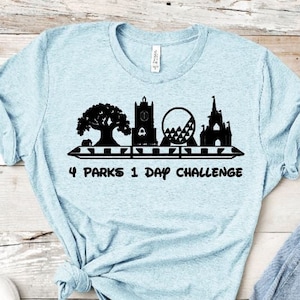 4 Parks 1 day challenge with HTH and Monorail Unisex  Shirt/ Disney Park shirt/Matching Disney Shirt/Disney World Trip/Disney Park Challenge