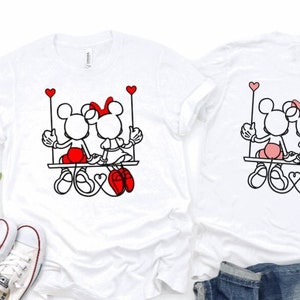 Mickey and Minnie Swing Unisex Shirt/Valentine&#39;s Day  Shirt/Disney Valentine&#39;s Day/Mickey and Minnie Valentine&#39;s Day/Cute Mickey and Minnie