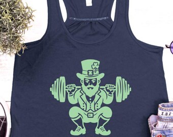 Lifting Leprechaun Tank/ St Patrick's Day Tank/St Paddy's Workout Tank top/Shamrock Tank/St Paddy's Racked Squats Tank