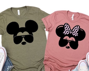 Mickey or Minnie in Sunglasses Shirt/Disney Trip/Disney Mickey Shirt/Family Disney shirt/ Matching Disney Shirt/Minnie Shirt/Disney 2023