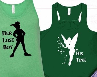Son garçon perdu son char Tink/Débardeur pour couples Disney/Peter Pan et Tink/chemise Disney assortie/La fée clochette et débardeur Peter Pan/chemises voyage Disney