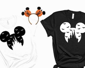 Camiseta unisex con recorte de Mickey de Halloween/Brilla en la oscuridad Mickey/Camisa de Halloween de Disney/Camisa de Halloween familiar a juego/Camisa no tan aterradora de Mickey
