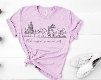Most Magical Place on Earth Shirt/Disney World Parks Icons/Cinderella Castle/Epcot Spaceship Earth/Tree of Life/Hollywood Tower Hotel
