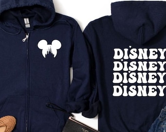 Groovy Disney Zip Hoodie mit Micky oder Minnie Schloss Ausschnitt in schlicht oder Glitzer/ Süßes Disney Zip Hoodie Sweatshirt/ Disney Trip Hoodie