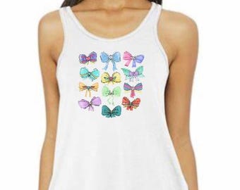 Princess Bows Flowy Tank/Disney Princess Tank /Princess Disney Trip Tank/Disney trip Shirt/Mom and Me/Girl's Trip Shirt/Disneyland Shirt