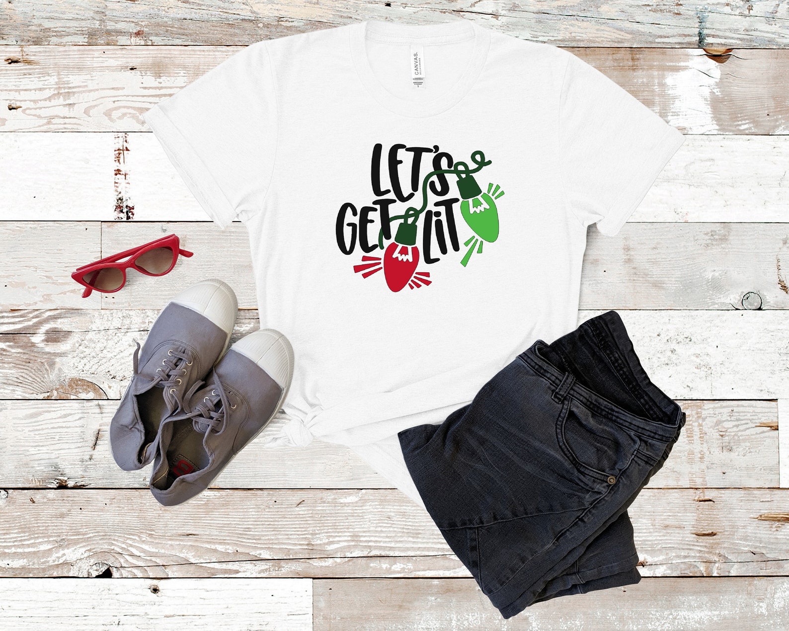 let's get lit shirt christmas