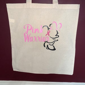 Minnie Mouse Breast Cancer Warrior Bag, Breast Cancer Warrior, Minnie Mouse Bag, Cancer Tote Bag, Breast Cancer Bag, Cancer Warrior