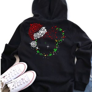 Mickey or Minnie Santa Hat Hoodie Sweatshirt/Disney Trip Sweatshirt/Disney Christmas/Disney Santa/Mickey Santa/Minnie Santa/Mickey Hoodie