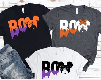 Boo Mickey or Minnie  Unisex Shirt/Glow in dark Minnie/Disney Halloween Shirt/Matching Family Halloween Shirt/Mickey's Not So Scary Shirt