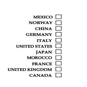 Add World Showcase Countries with checkbox to Back of Shirt/ Epcot Drinking/Drinking Around the world