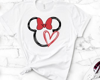 Chemise Love Minnie Sketch, chemise Minnie esquissée, chemise Disney assortie, Minnie classique, voyage Disney, voyage entre filles Disney, chemise Minnie Love