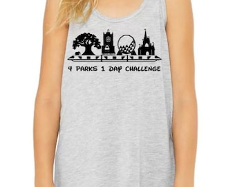 Desafío de 1 día de 4 parques con HTH y Monorail Tank Top/ Disney Park Tank/Camisa de Disney a juego/Disney World Trip/Disney Park 1 Day Challenge