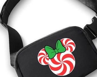 Riñonera de Minnie Peppermint/Riñonera navideña de Disney/Bolsa cruzada de Disney/Riñonera de viaje de Disney/Riñonera de viaje para niñas/Riñonera de viaje a Disneyland