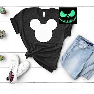 Mickey Head Glow in the Dark  Jack Skellington Face/ Glow in Dark Shirt/Disney Shirt/Disney Halloween/Mickey's Not so scary Halloween