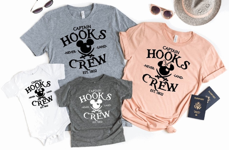 Captain Hooks Crew Mickey or Minnie Unisex T-Shirt/Disney Trip Shirt/Family Matching Disney Shirt/Peter Pan Shirt/ Neverland Shirt/Lost boys image 1